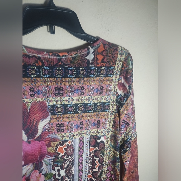 New One World Top Women XS Tunic Bling Handkerchief Boho Artsy High Low - Picture 12 of 16